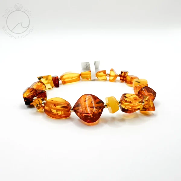 Bransoletka z bursztynem i pozłacanym srebrem