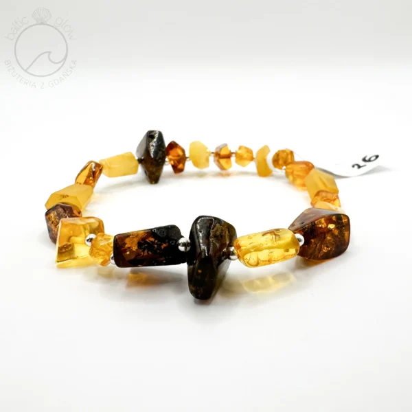 Bransoletka z bursztynem i srebrem